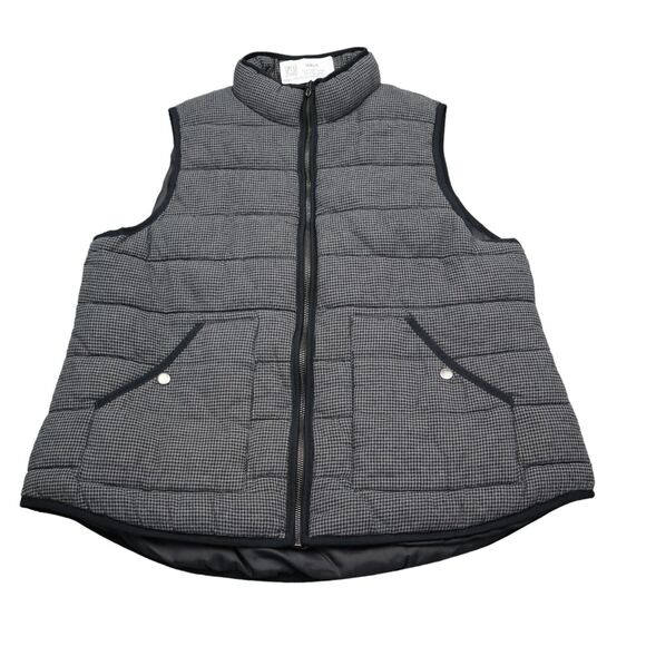 Ava Viv Vest Womens Gray 1X Sleeveless Full Zip Two Front Pocket Button - Picture 1 of 14